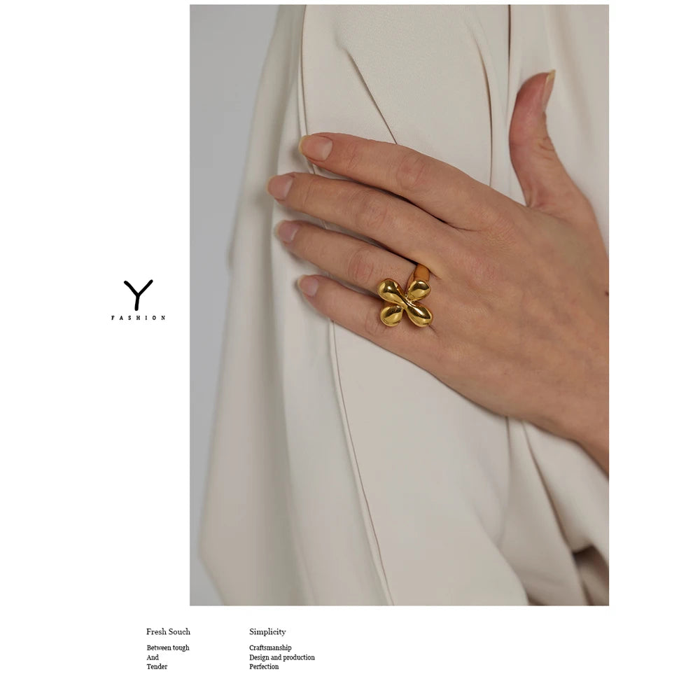 Metallic Texture Statement Ring