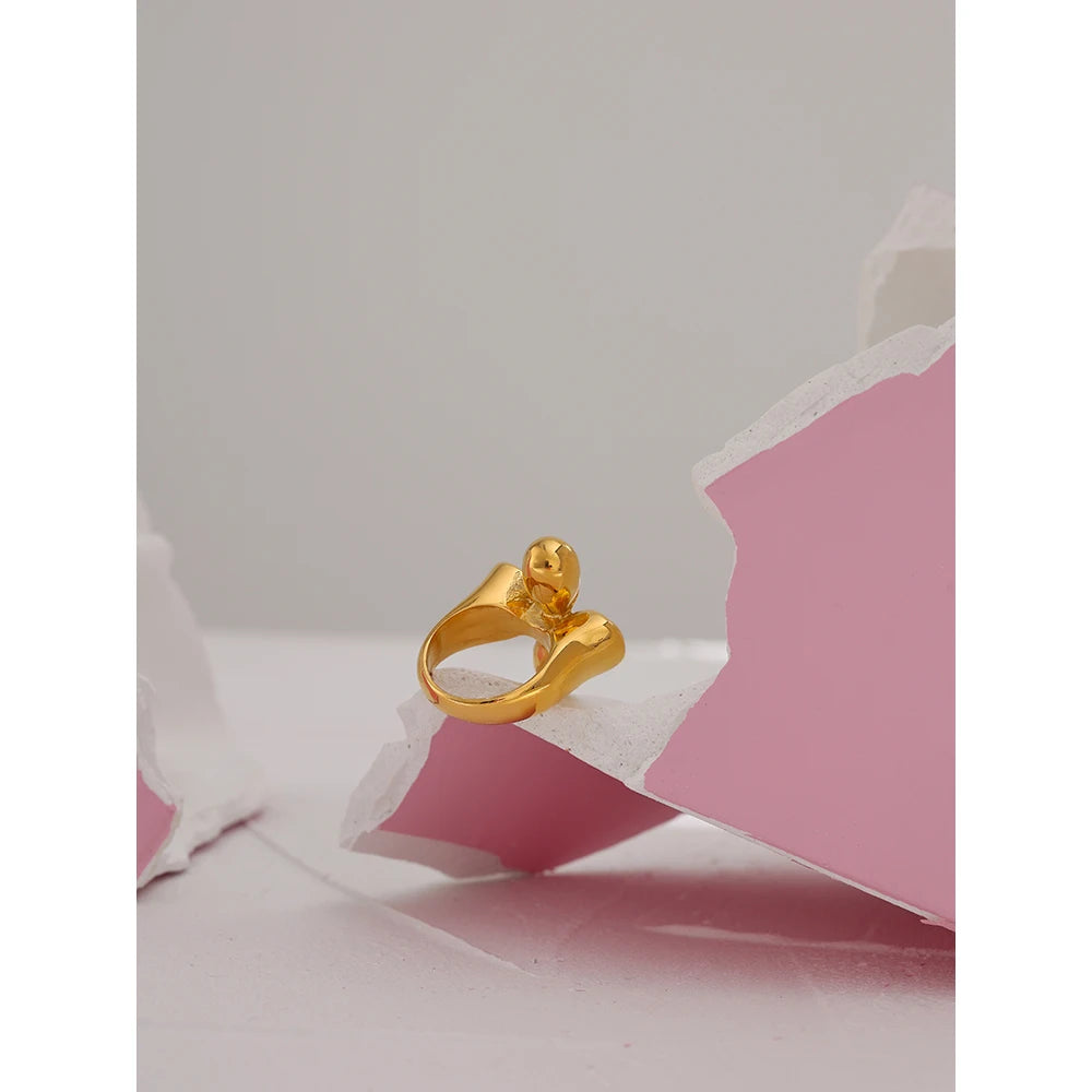 Metallic Texture Statement Ring