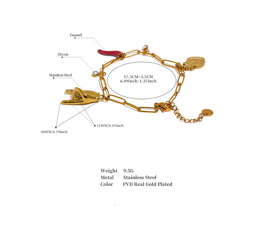Modern Red Chili Love Charm Bracelet