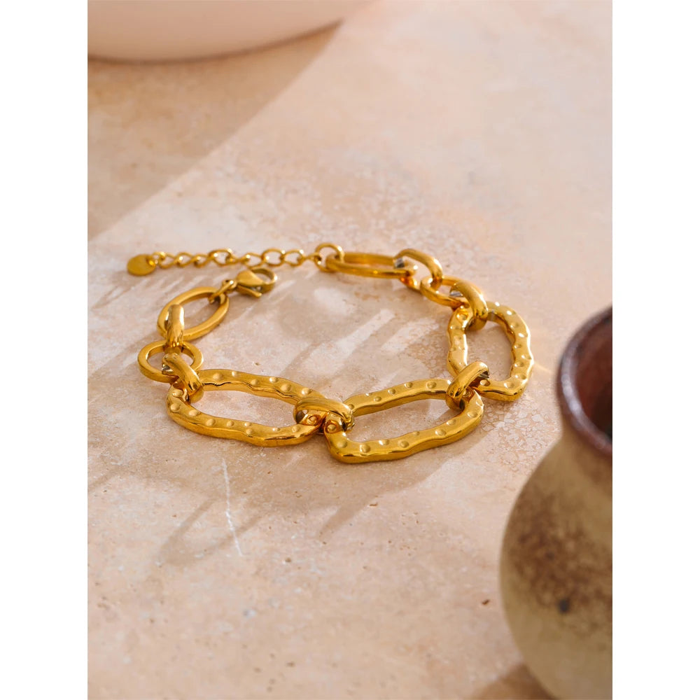 Waterproof Oval Link Gold Bracelet