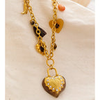 Resin Flower Heart Long Charm Necklace