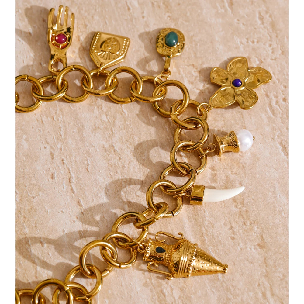 Golden Vintage Flower Drop Necklace