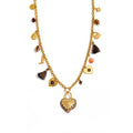 Resin Flower Heart Long Charm Necklace
