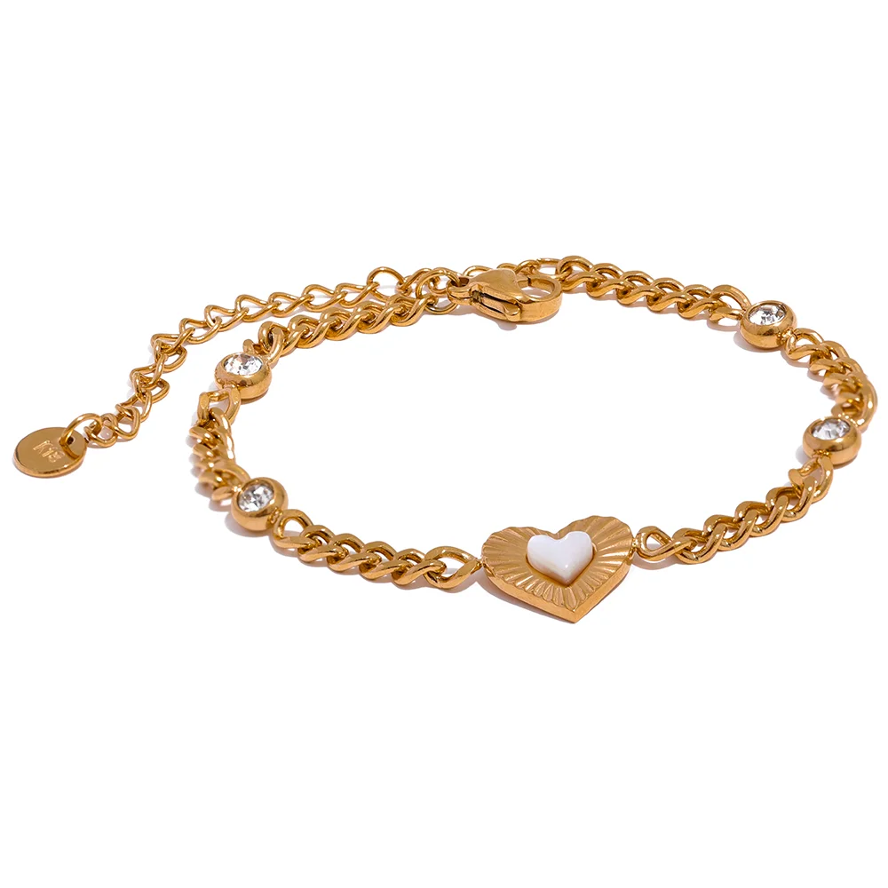 Gold Color CZ Heart Chain Jewelry