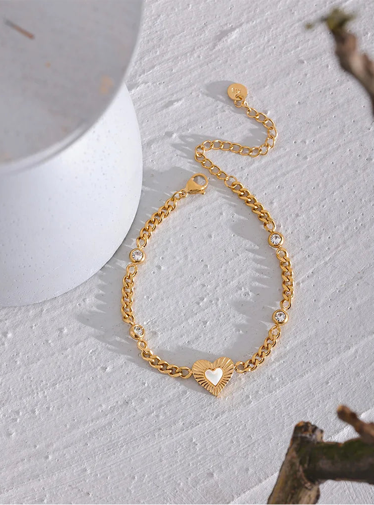 Gold Color CZ Heart Chain Jewelry