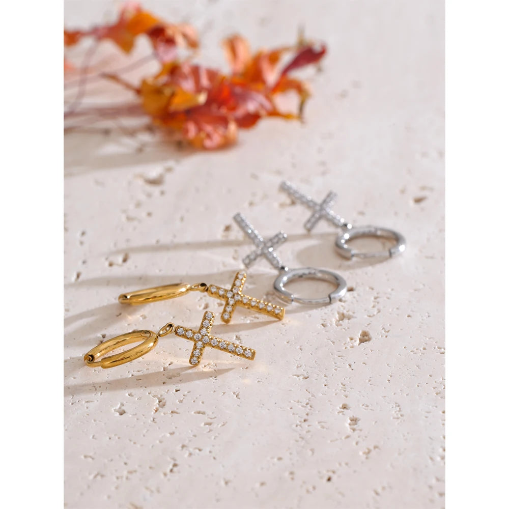 Lumi Cross Drop Earrings