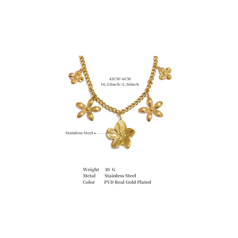 Shimmering Flower Drop Necklace