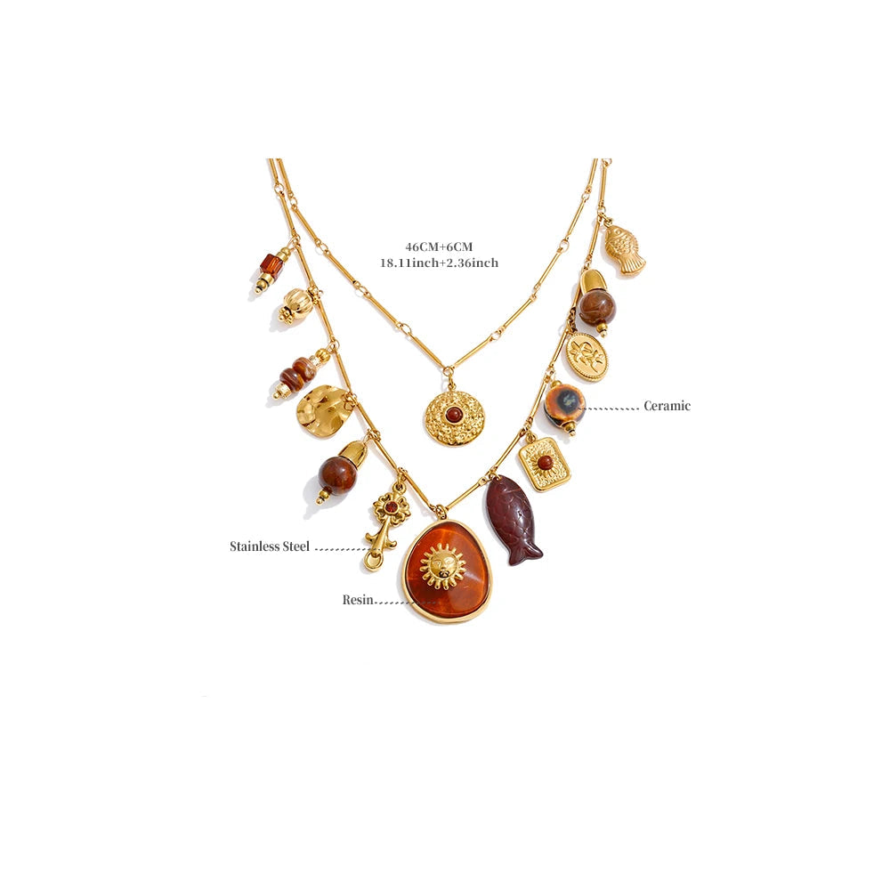 Ocean Double Layer Gold Necklace