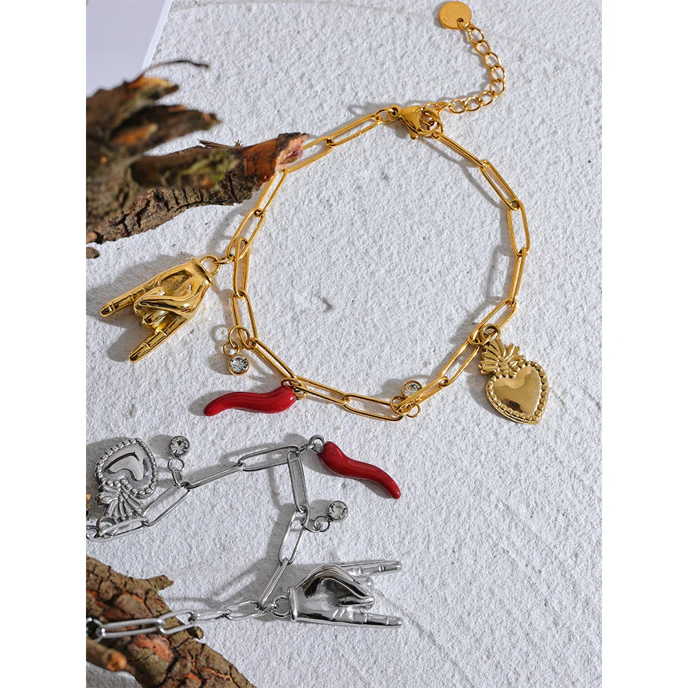 Modern Red Chili Love Charm Bracelet