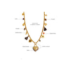 Resin Flower Heart Long Charm Necklace