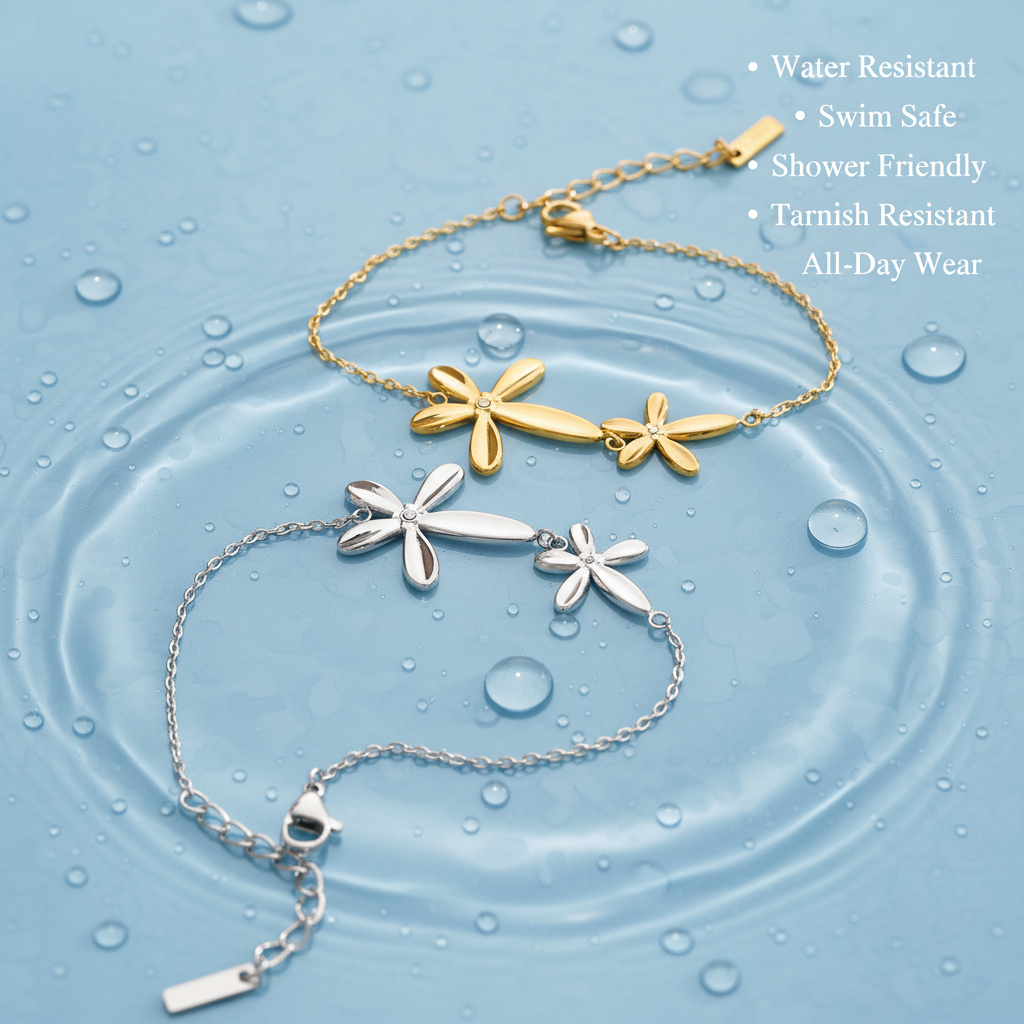 Waterproof Flower Charm Bracelet