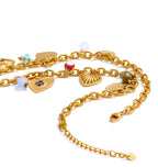 Exquisite Gold Heart Drop Charm Necklace