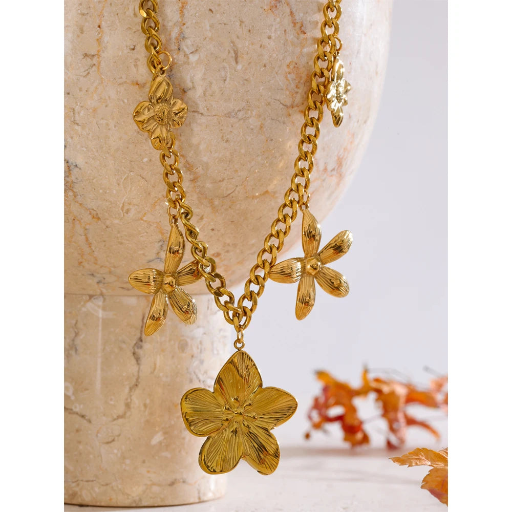 Shimmering Flower Drop Necklace