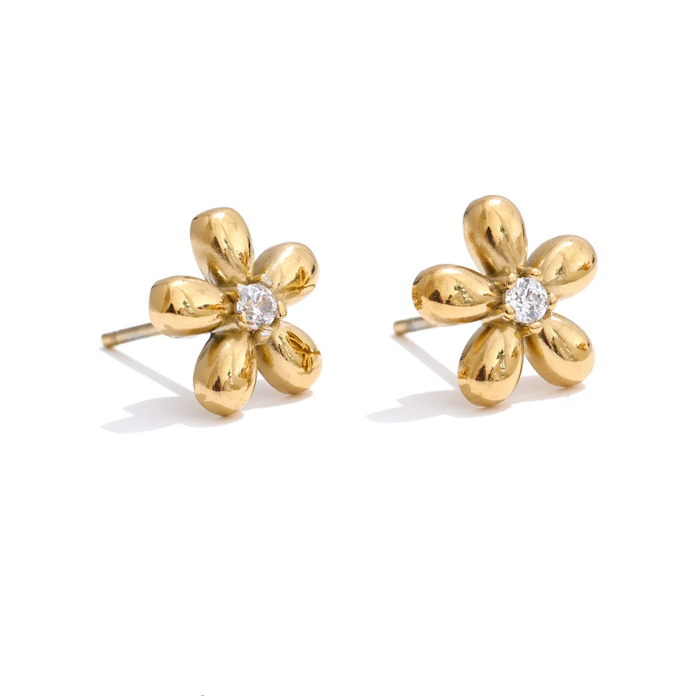 Elegant Zirconia Flower Earrings