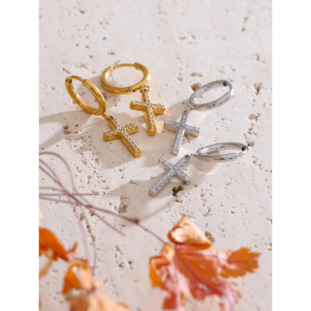 Lumi Cross Drop Earrings