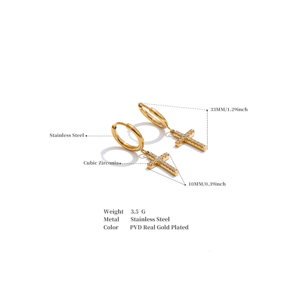 Lumi Cross Drop Earrings