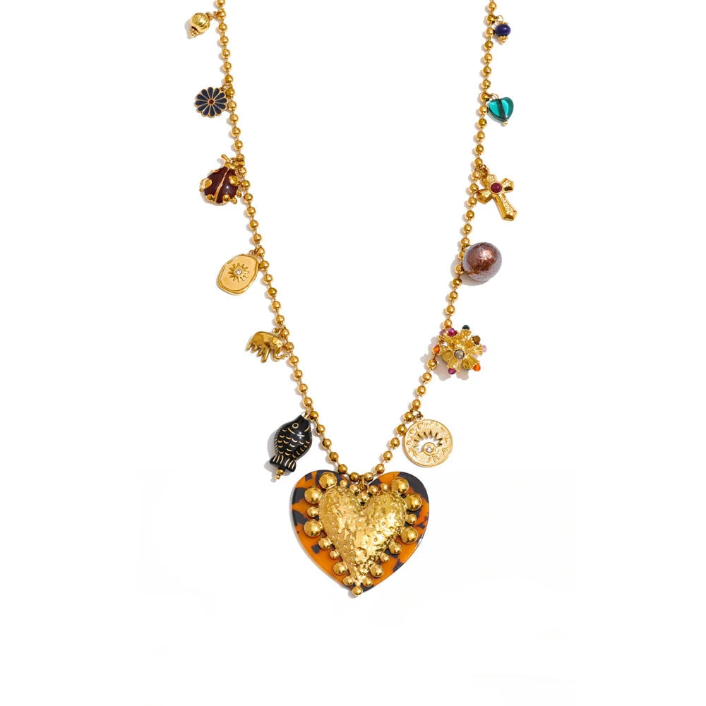 Blooming Heart Charm Necklace