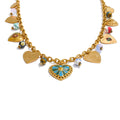 Exquisite Gold Heart Drop Charm Necklace