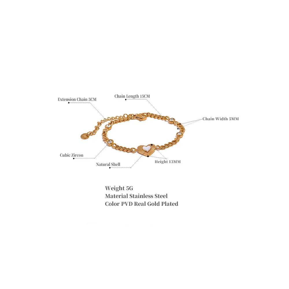 Gold Color CZ Heart Chain Jewelry
