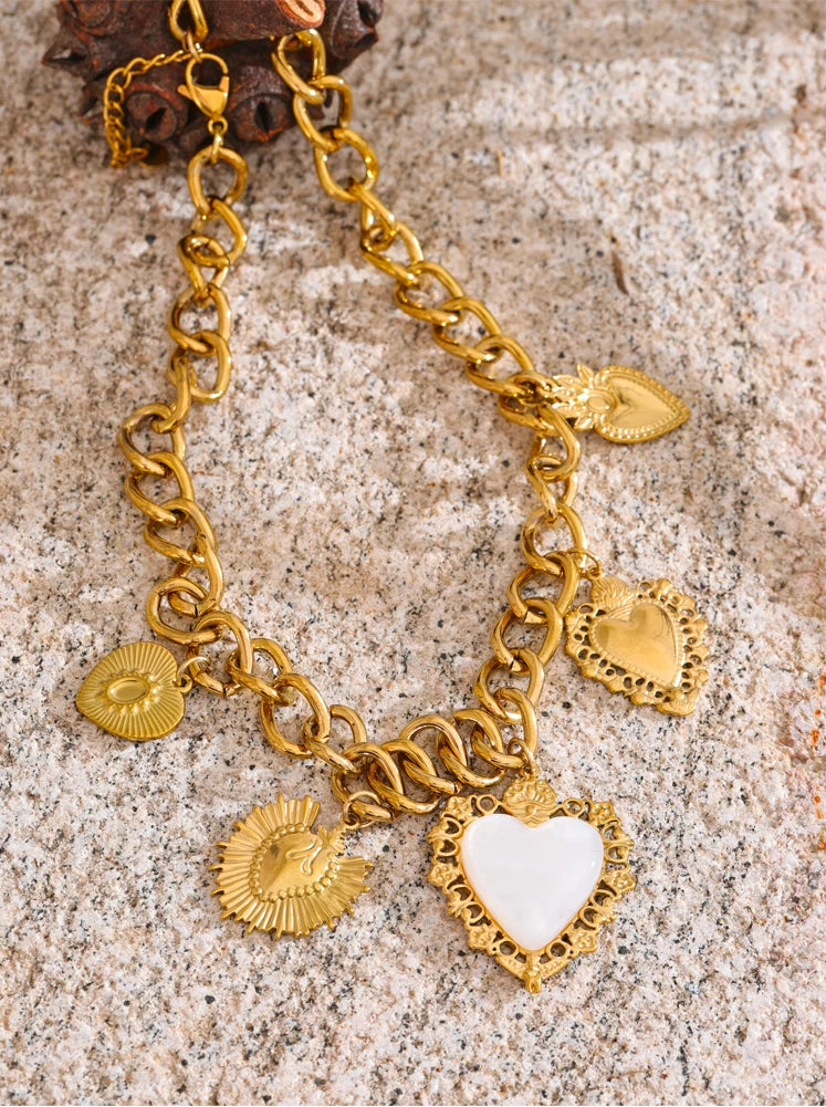 Celeste Heart Cuban Charm