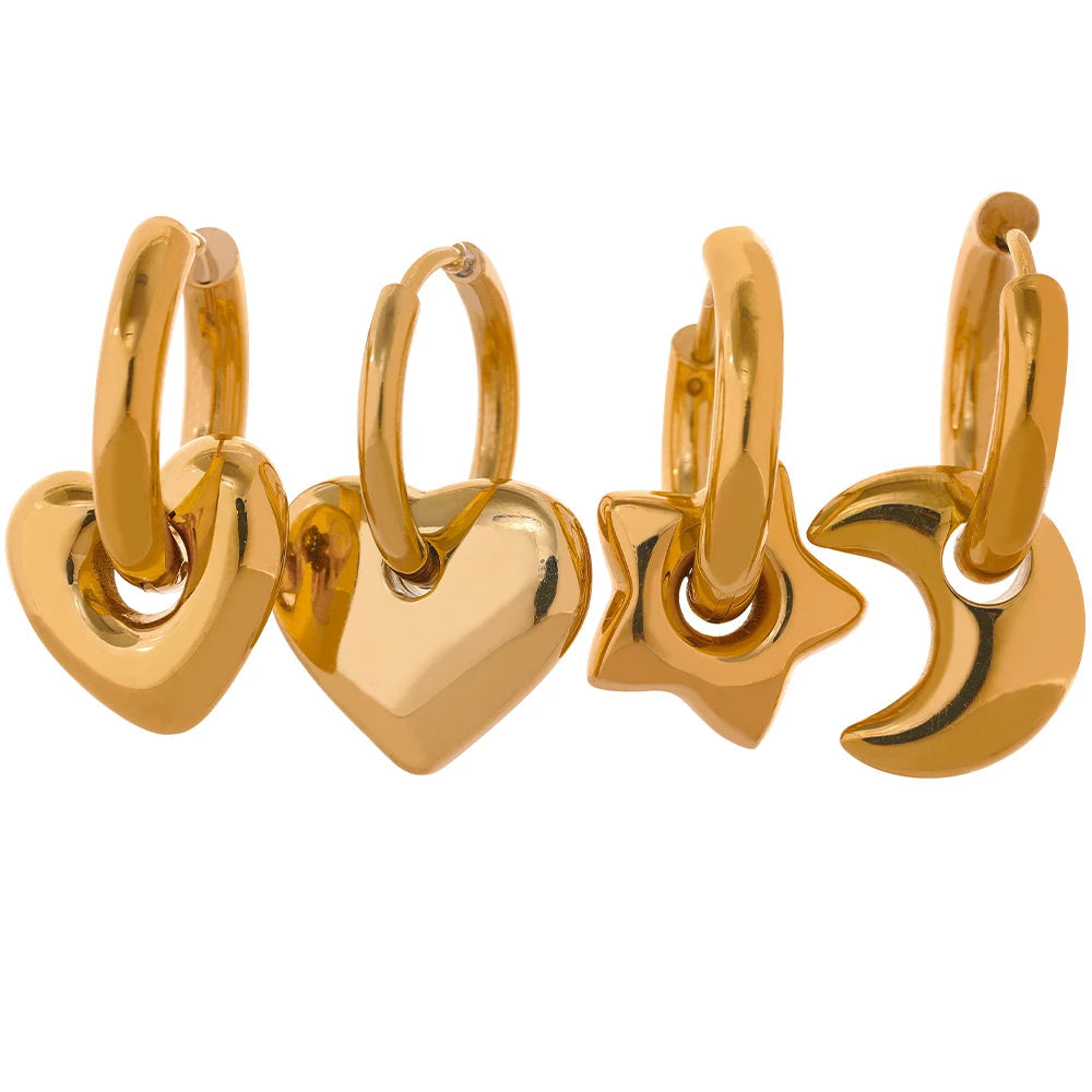Celestial Trio Charm Hoops