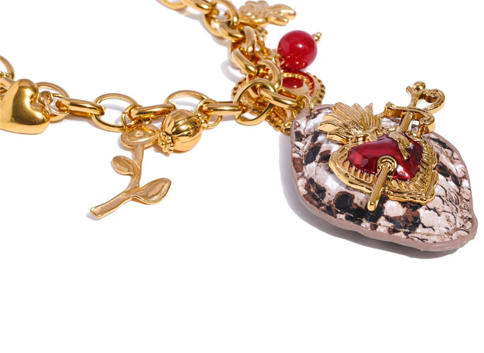Acrylic Flower Heart Charm Necklace