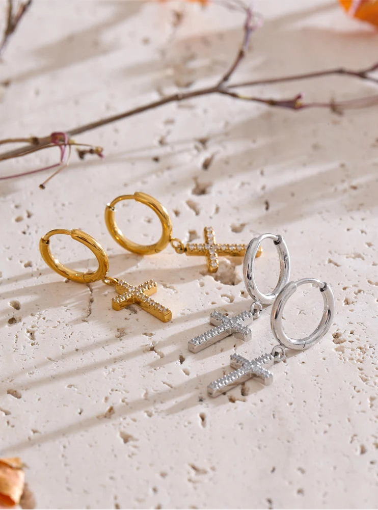 Lumi Cross Drop Earrings