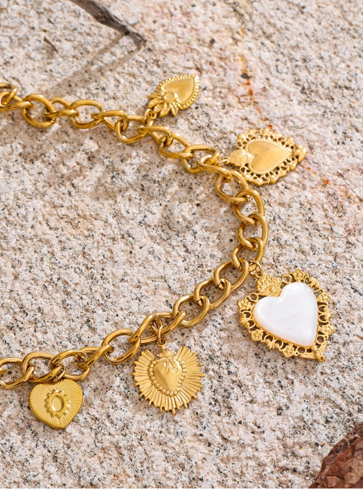 Celeste Heart Cuban Charm