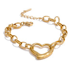 Polished Heart Charm Bangle Bracelet
