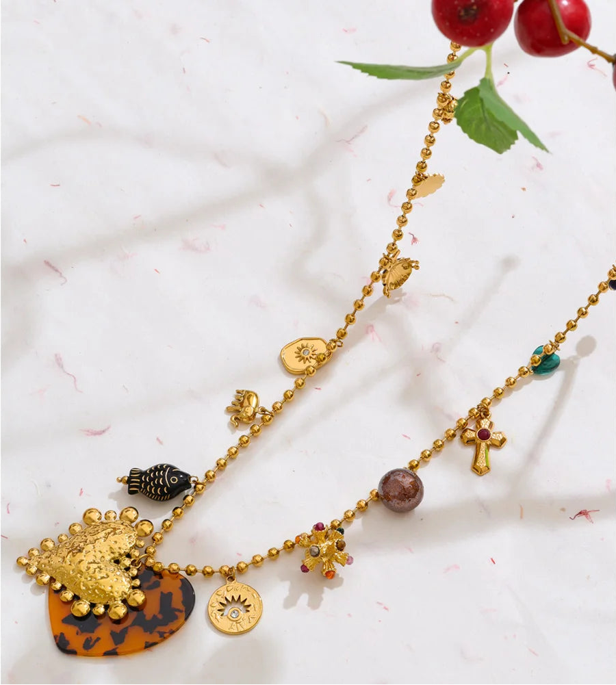 Blooming Heart Charm Necklace