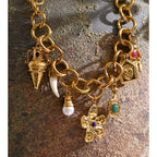Golden Vintage Flower Drop Necklace