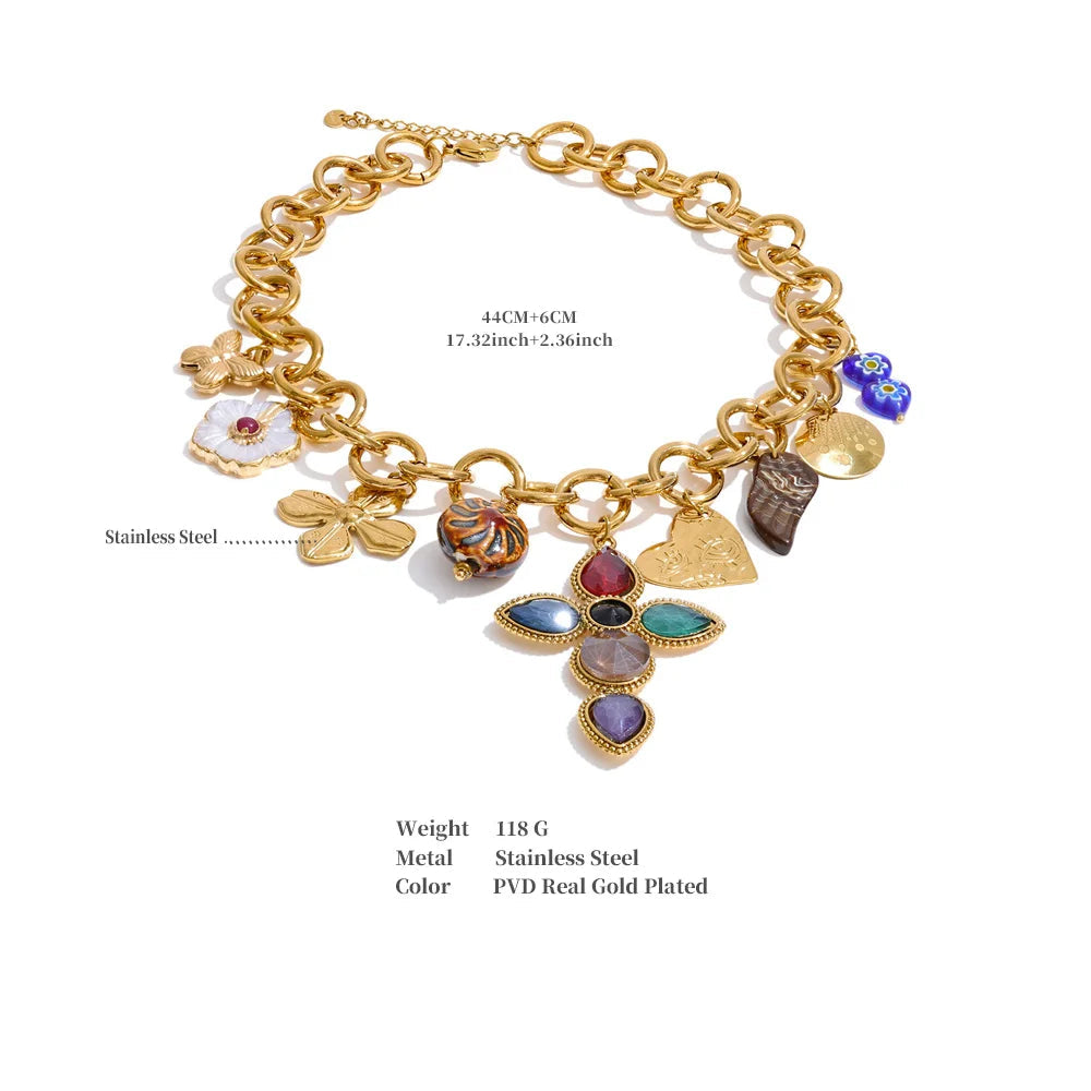 Golden Trinity Charm Necklace