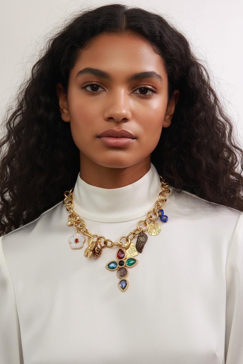 Golden Trinity Charm Necklace