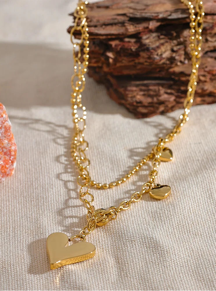 Golden Heart Layered Necklace