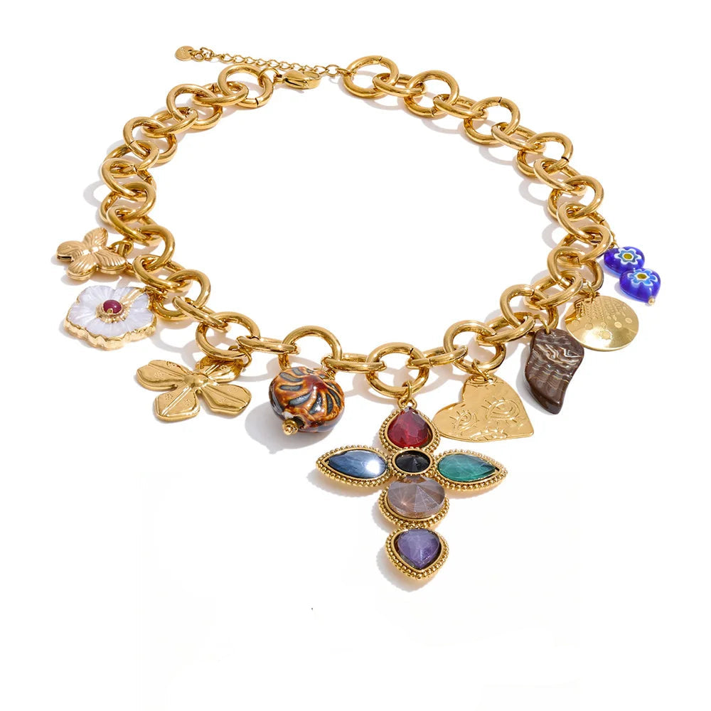 Golden Trinity Charm Necklace