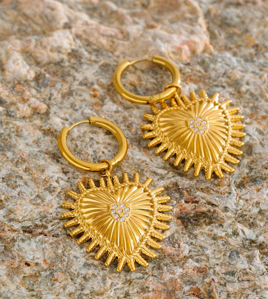 Golden Love Charm Hoops