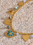 Exquisite Gold Heart Drop Charm Necklace