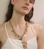 Exquisite Gold Heart Drop Charm Necklace