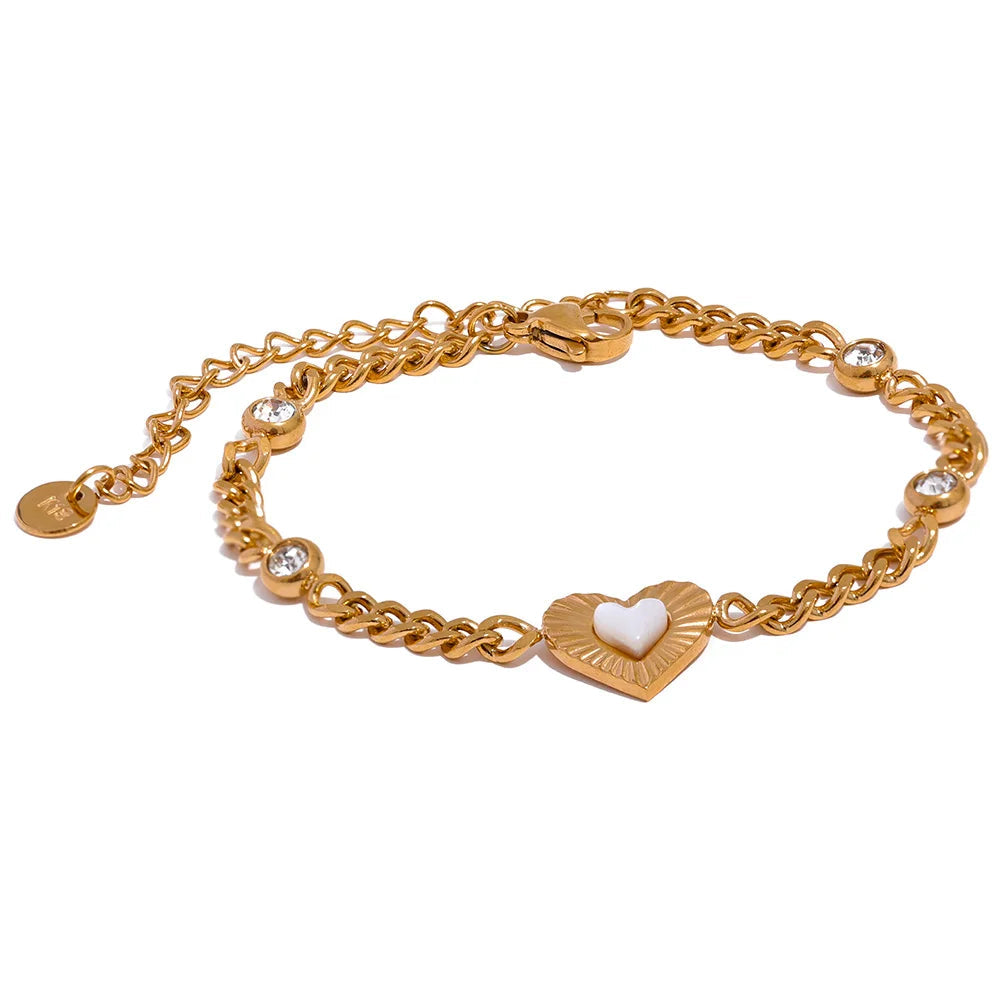 Gold Color CZ Heart Chain Jewelry