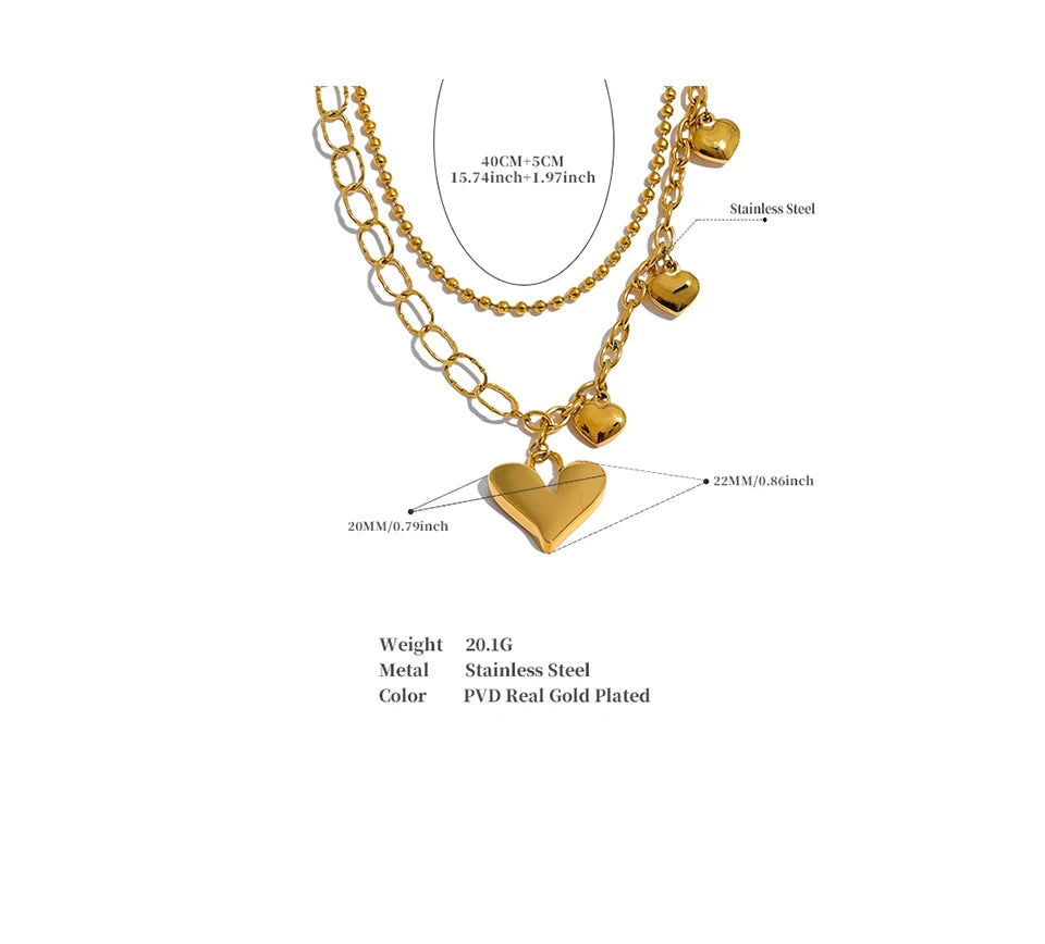 Golden Heart Layered Necklace