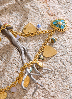 Exquisite Gold Heart Drop Charm Necklace