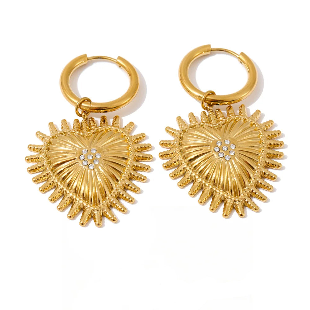 Golden Love Charm Hoops