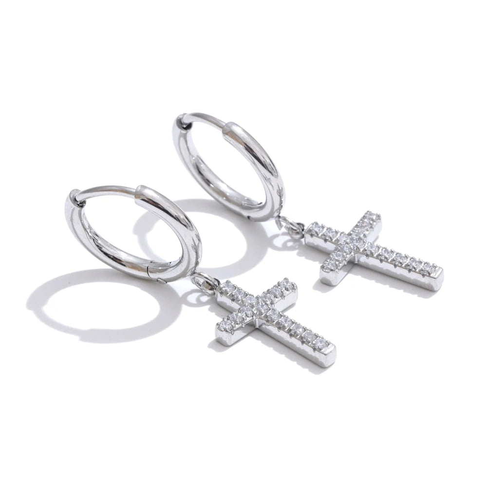 Lumi Cross Drop Earrings