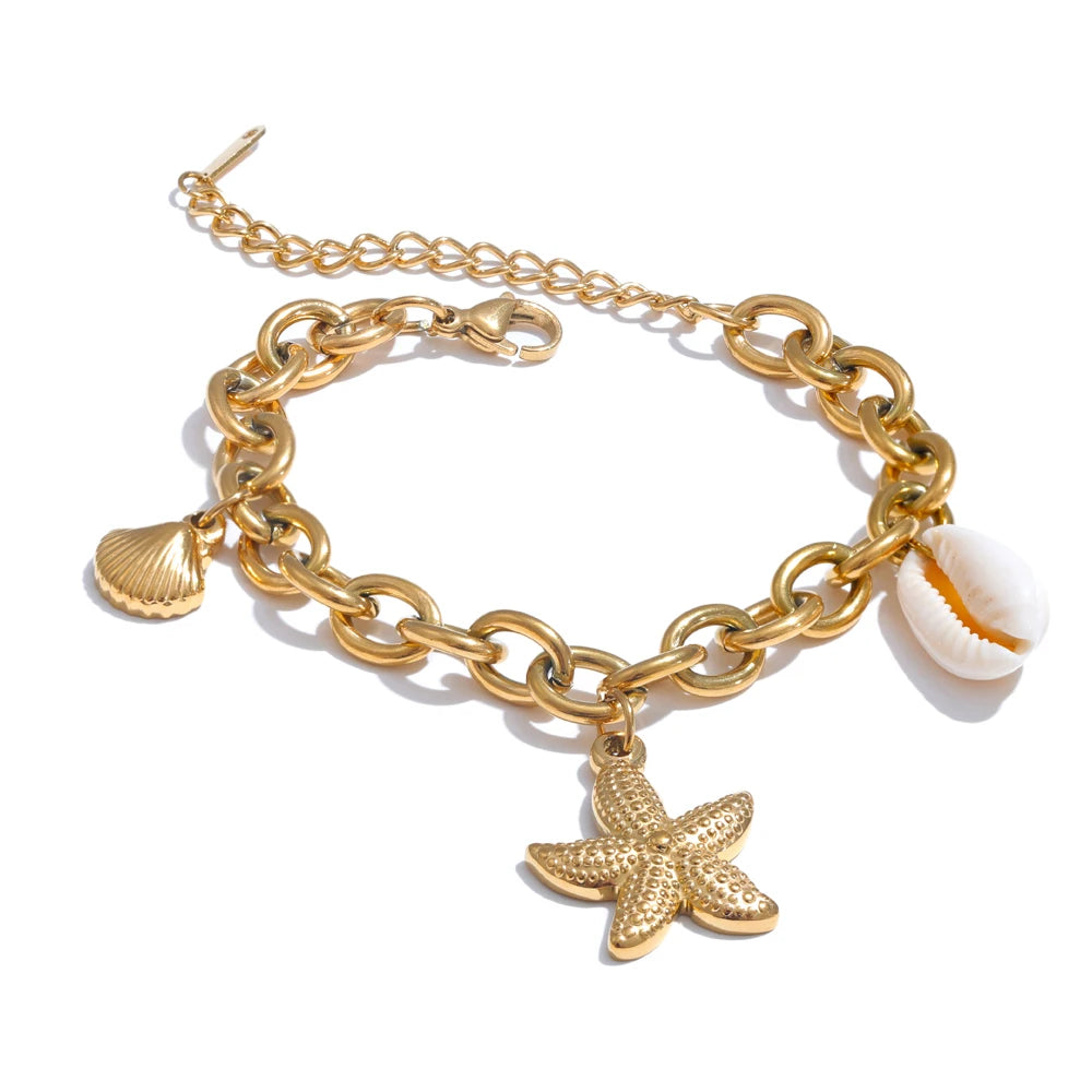 Ocean Starfish Shell Charm Necklace