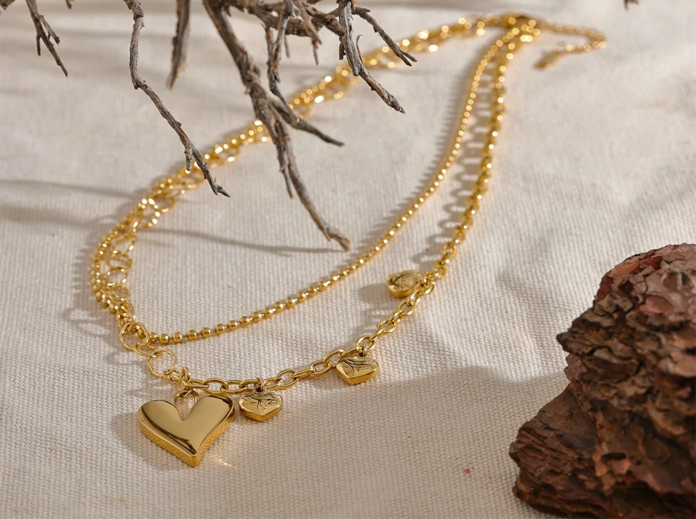 Golden Heart Layered Necklace
