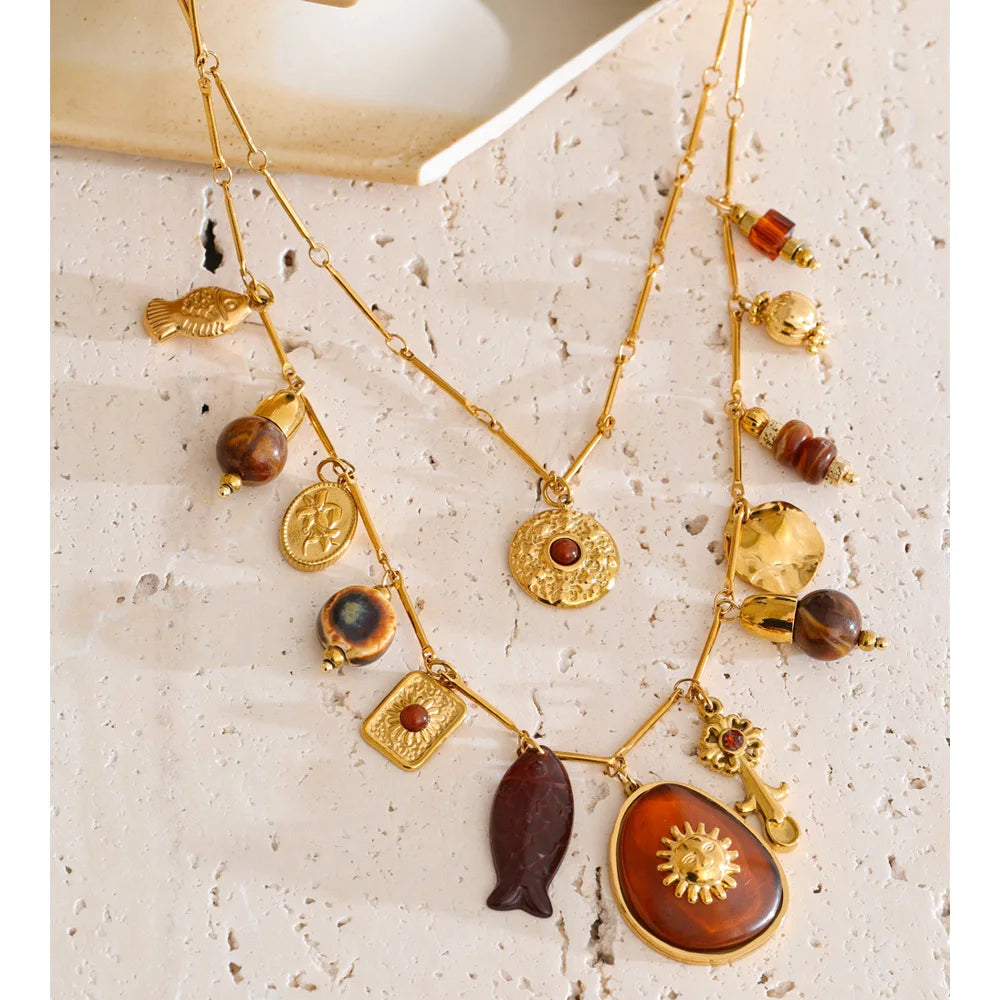 Ocean Double Layer Gold Necklace