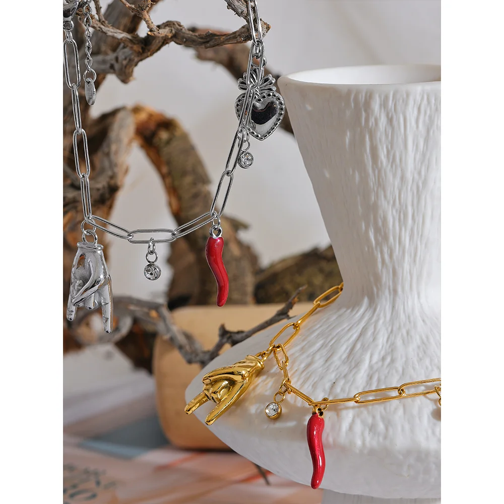 Modern Red Chili Love Charm Bracelet