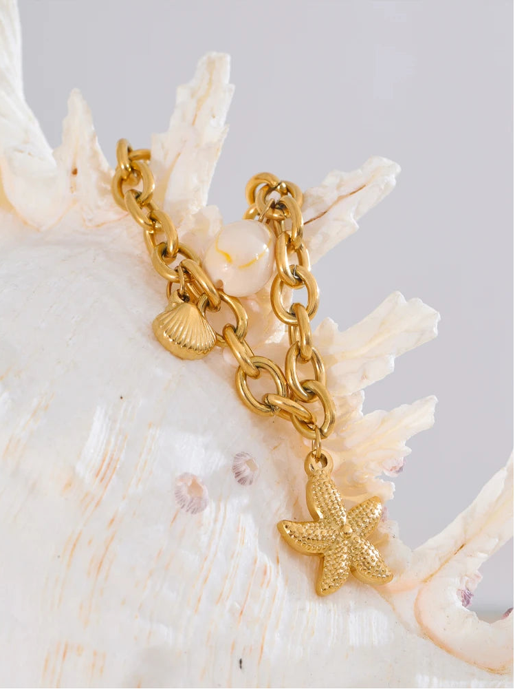 Ocean Starfish Shell Charm Necklace