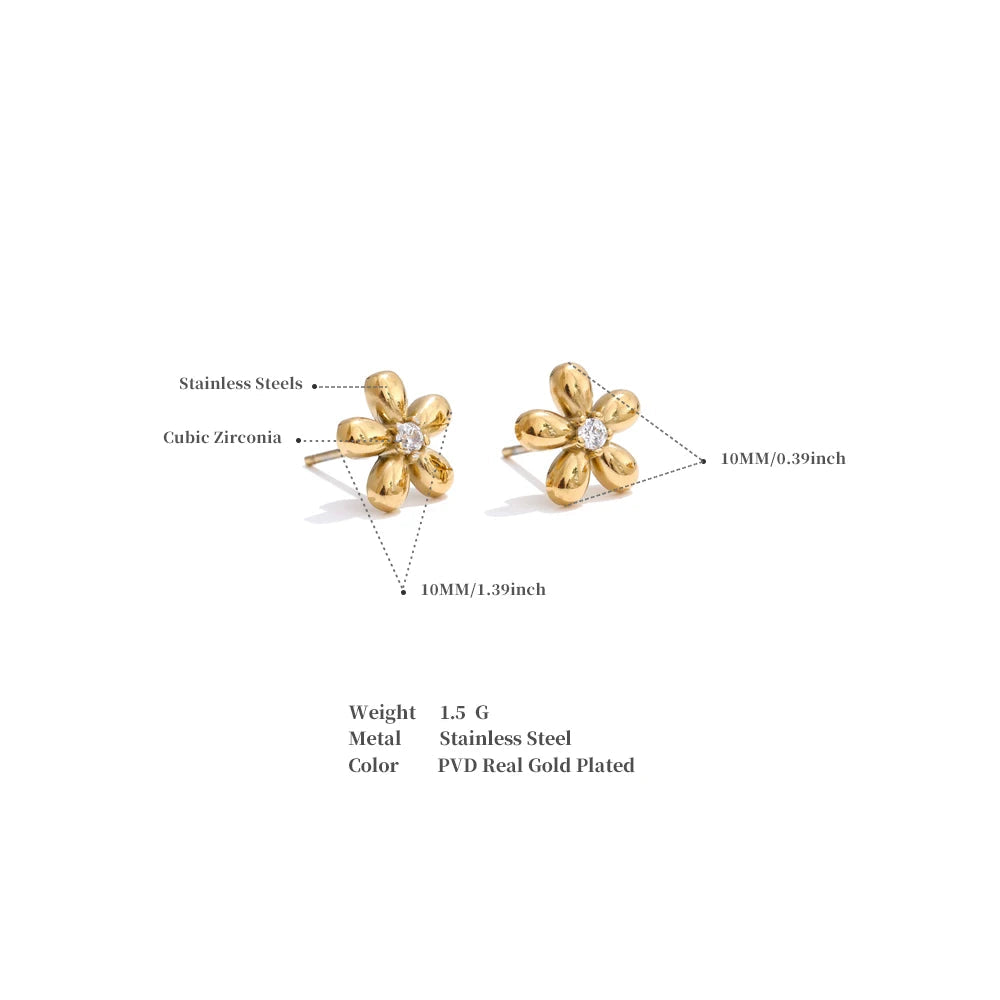 Elegant Zirconia Flower Earrings