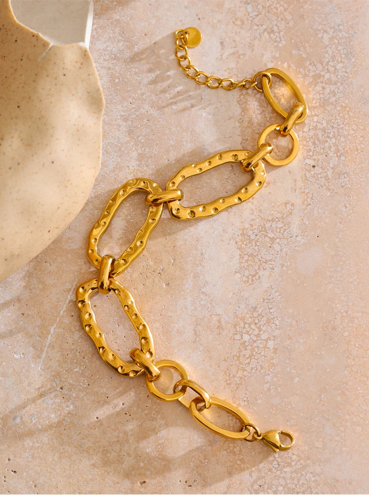 Waterproof Oval Link Gold Bracelet